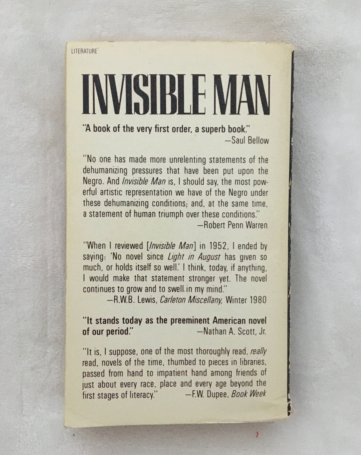 Invisible Man by Ralph Ellison, book, Ten Dollar Books, Ten Dollar Books