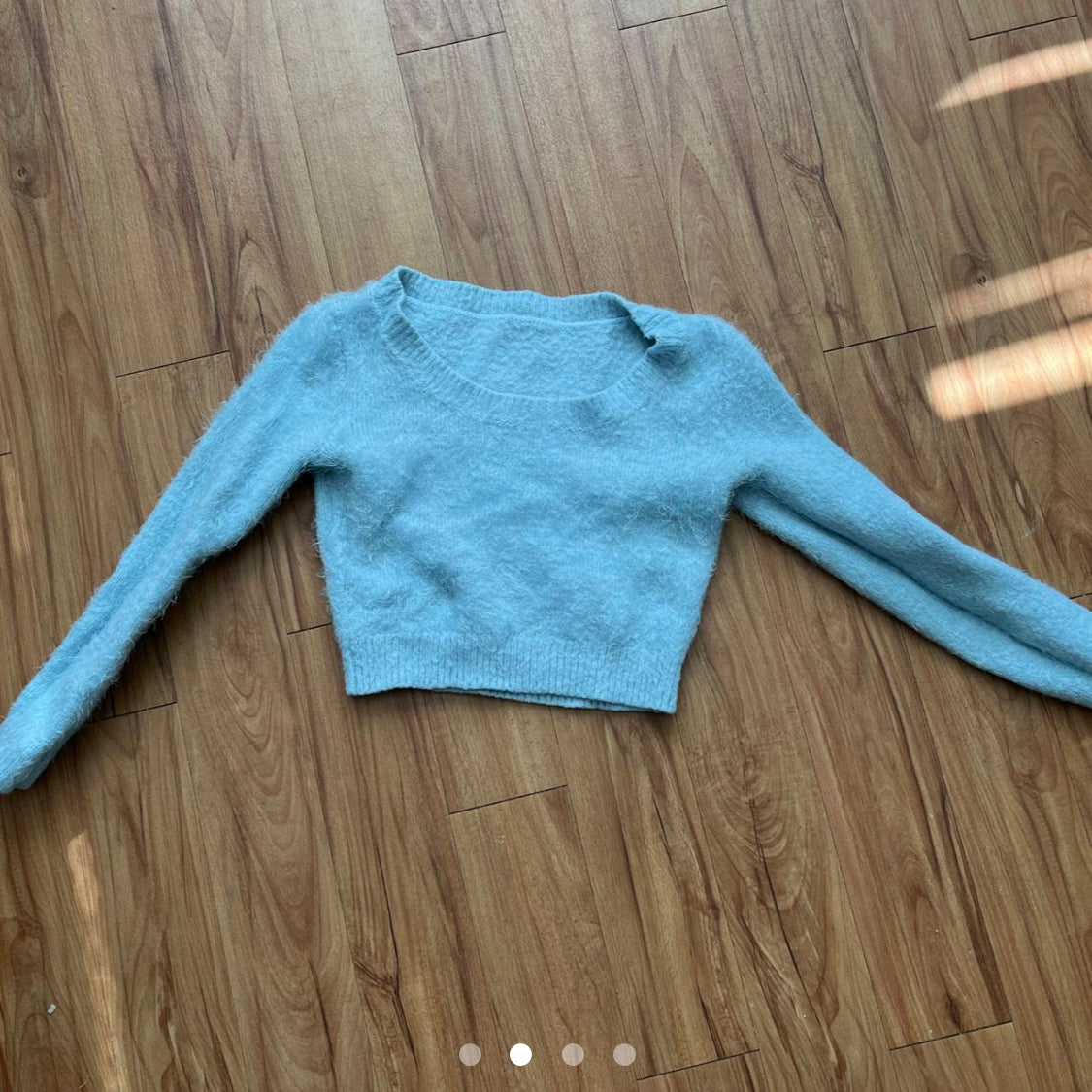 Blue fuzzy cropped sweater